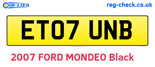 ET07UNB are the vehicle registration plates.