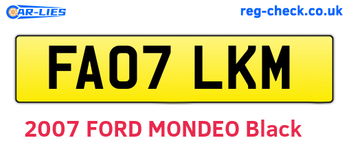 FA07LKM are the vehicle registration plates.