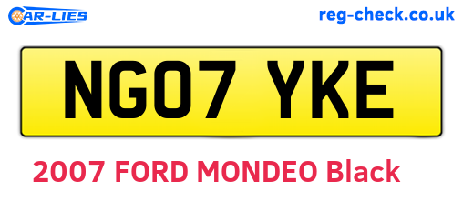 NG07YKE are the vehicle registration plates.