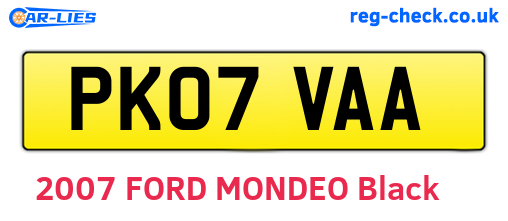 PK07VAA are the vehicle registration plates.