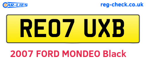 RE07UXB are the vehicle registration plates.