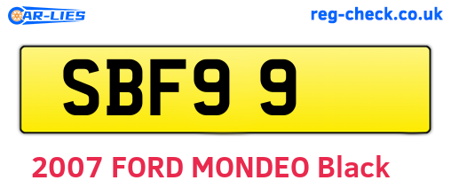 SBF99 are the vehicle registration plates.