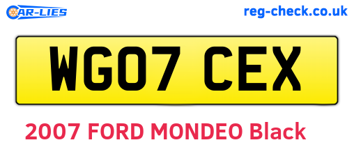 WG07CEX are the vehicle registration plates.