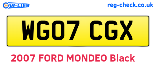 WG07CGX are the vehicle registration plates.