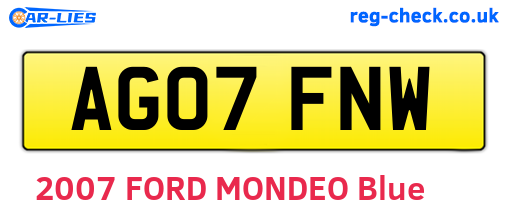 AG07FNW are the vehicle registration plates.