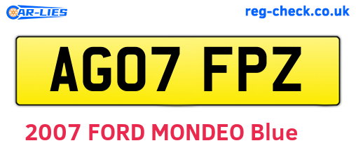 AG07FPZ are the vehicle registration plates.