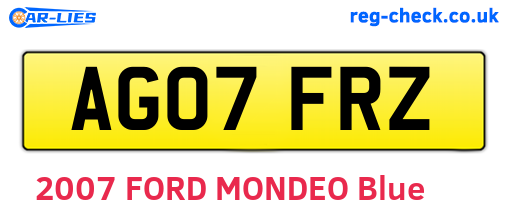AG07FRZ are the vehicle registration plates.