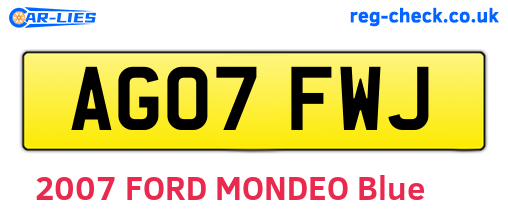 AG07FWJ are the vehicle registration plates.