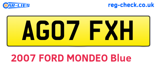 AG07FXH are the vehicle registration plates.