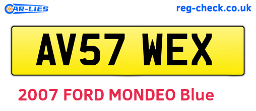 AV57WEX are the vehicle registration plates.