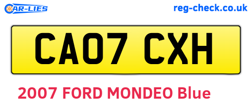 CA07CXH are the vehicle registration plates.