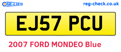 EJ57PCU are the vehicle registration plates.