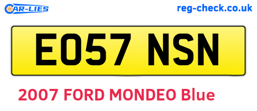 EO57NSN are the vehicle registration plates.