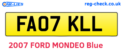 FA07KLL are the vehicle registration plates.