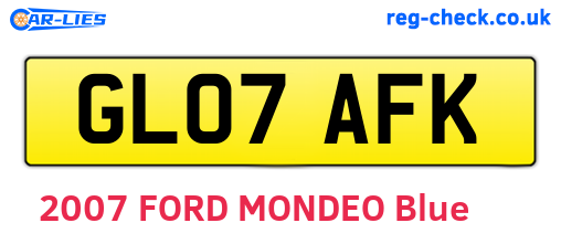 GL07AFK are the vehicle registration plates.