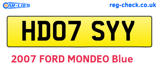 HD07SYY are the vehicle registration plates.