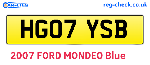 HG07YSB are the vehicle registration plates.