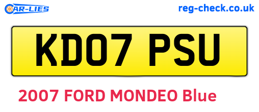 KD07PSU are the vehicle registration plates.