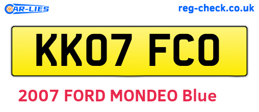 KK07FCO are the vehicle registration plates.