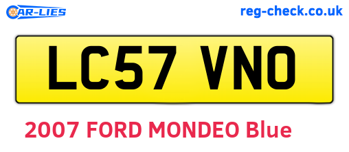 LC57VNO are the vehicle registration plates.