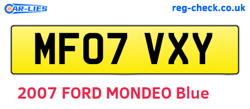 MF07VXY are the vehicle registration plates.