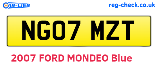 NG07MZT are the vehicle registration plates.