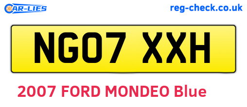 NG07XXH are the vehicle registration plates.