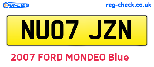 NU07JZN are the vehicle registration plates.