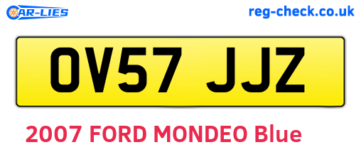 OV57JJZ are the vehicle registration plates.