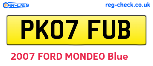 PK07FUB are the vehicle registration plates.