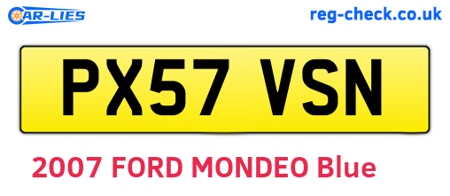 PX57VSN are the vehicle registration plates.