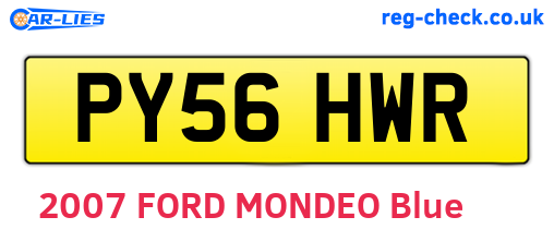 PY56HWR are the vehicle registration plates.