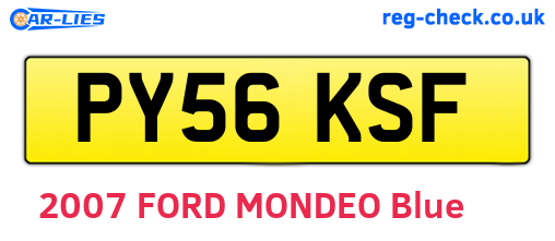 PY56KSF are the vehicle registration plates.