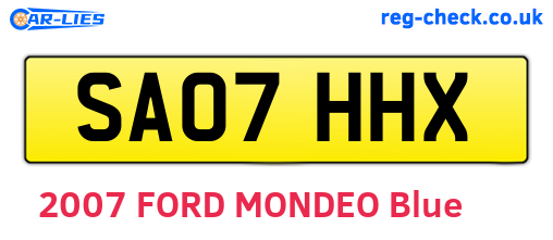 SA07HHX are the vehicle registration plates.