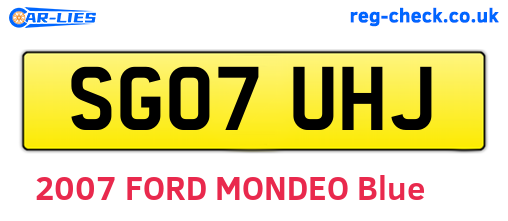 SG07UHJ are the vehicle registration plates.