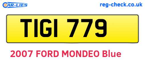 TIG1779 are the vehicle registration plates.
