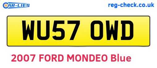 WU57OWD are the vehicle registration plates.