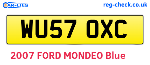 WU57OXC are the vehicle registration plates.