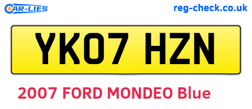 YK07HZN are the vehicle registration plates.