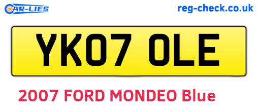 YK07OLE are the vehicle registration plates.