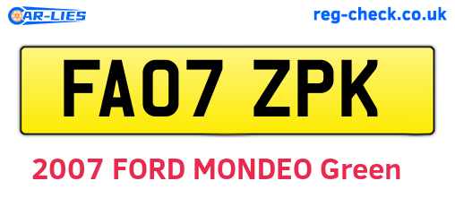 FA07ZPK are the vehicle registration plates.