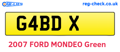 G4BDX are the vehicle registration plates.