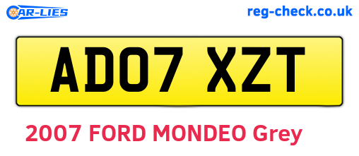 AD07XZT are the vehicle registration plates.