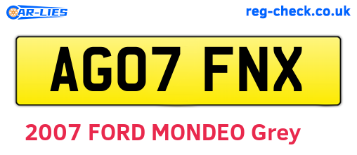 AG07FNX are the vehicle registration plates.