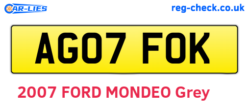 AG07FOK are the vehicle registration plates.