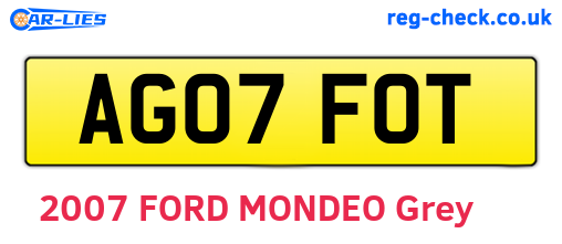 AG07FOT are the vehicle registration plates.