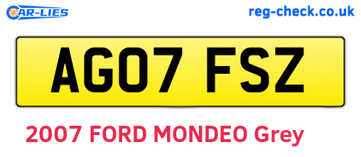 AG07FSZ are the vehicle registration plates.