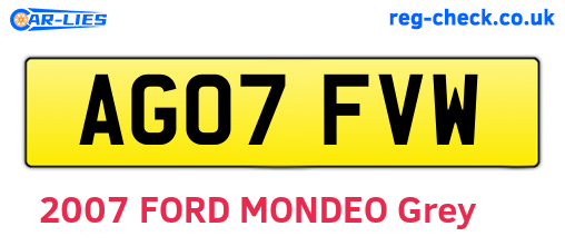 AG07FVW are the vehicle registration plates.