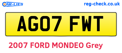 AG07FWT are the vehicle registration plates.