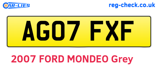 AG07FXF are the vehicle registration plates.